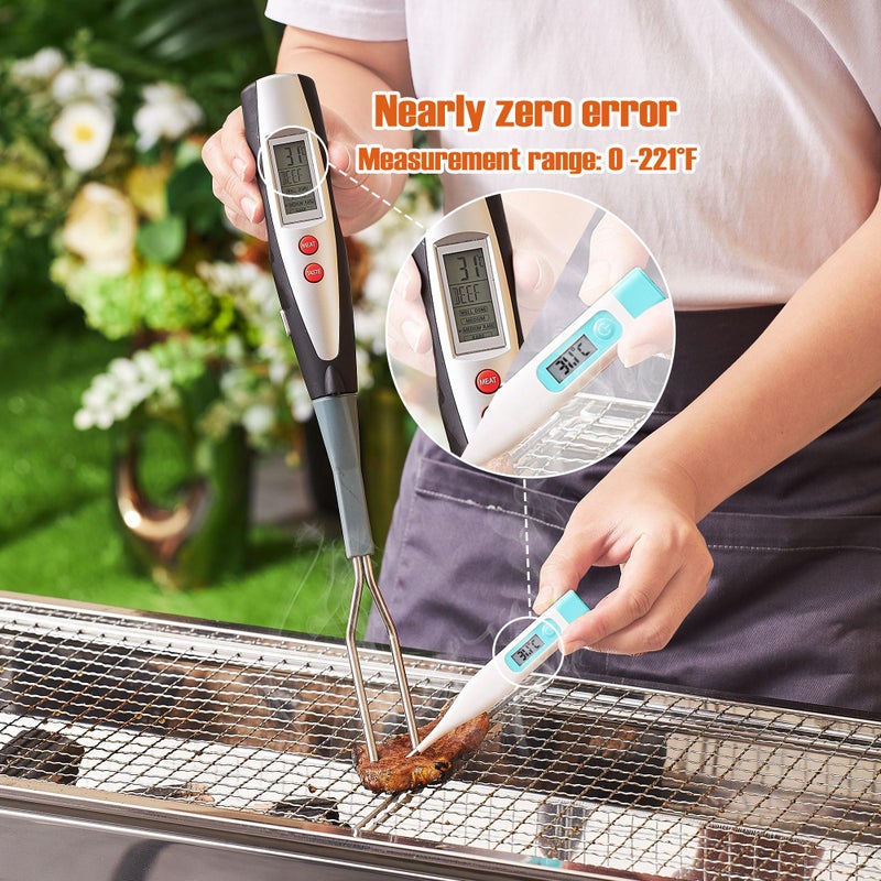 lfcforldx Meat Thermometer Fork with Electronic Ready Alarm, Digital Cooking Thermometer with Instant Read, LCD Display and Led Light, Grill Thermometers for BBQ Grilling Gadgets Steak Pork, Black - Image 3